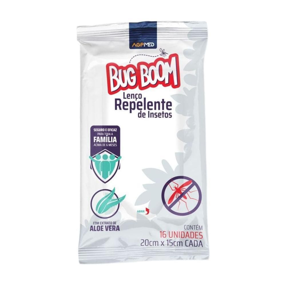 Lenço Repelente com Aloe Vera Com 16 Lenços - Bug Boom