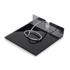 Porta Guardanapos de Mesa Slim Vidro Preto e Aço Inox 18cm