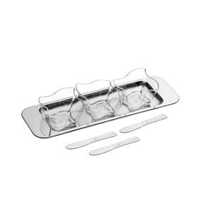 Conjunto Petisco Porta Condimentos Vision 3 Potes Forma Inox