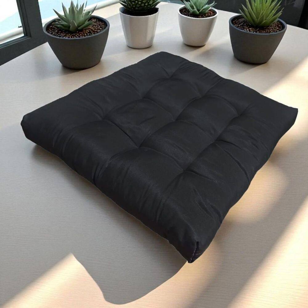 Almofada Futon Assento Decoração 50X50Cm Flat Preto