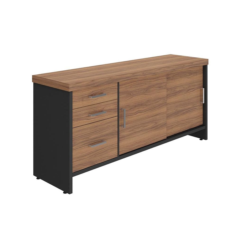 Armário de Escritorio Zaira 2 PT 3 GV Nogal e Preto