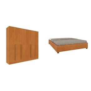 Conjunto Guarda Roupa Casal 6 Portas e Cama Casal Mônaco Espresso Móveis Cinamomo/Cinamomo