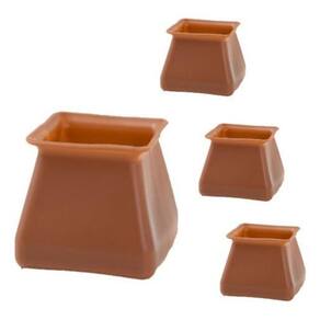 Kit 16 Ponteiras Marrom 3,5Cm A 4Cm Quadrada Pé Cadeira
