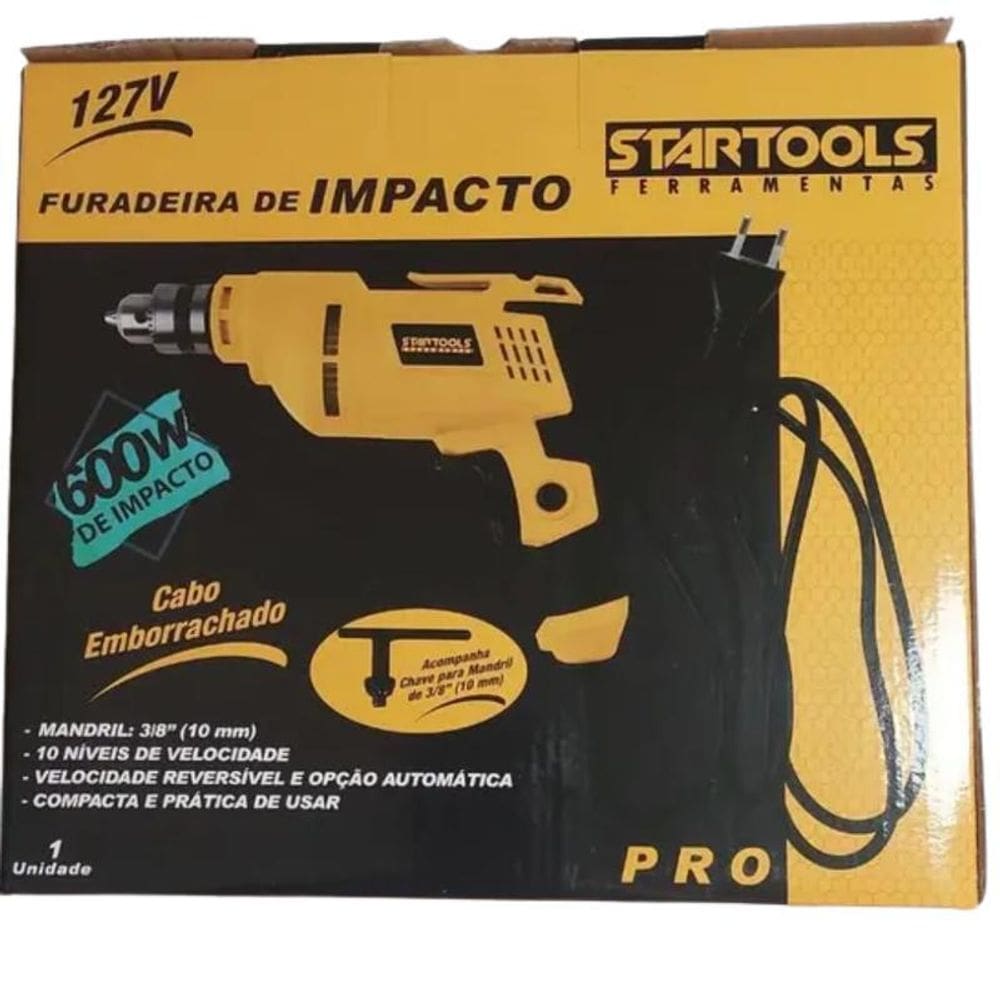 Furadeira De Impacto Com Mandril 3/8 E Torque 10Nm