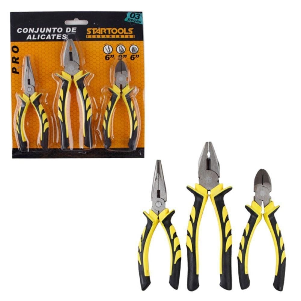 Conjunto De 3 Alicates - Universal, Bico E Corte