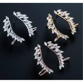 Brinco Ear Cuff Noiva Pedra Zirconia Prata Festa Debutante