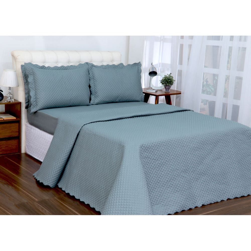 Kit Cobreleito Classic Queen 03 Pçs Cinza