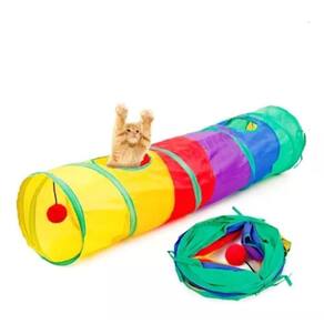 Túnel Reto Para Gato Labirinto Interativo Brinquedo Pet