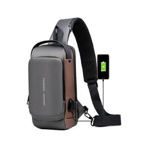 Pochete Cinza Com Cadeado Impermeável Com Bolso Anti Roubo