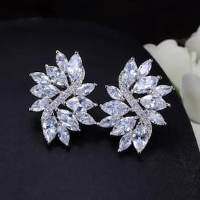 Brinco De Pressão Com Zirconia Noiva Casamento Prata Fixo