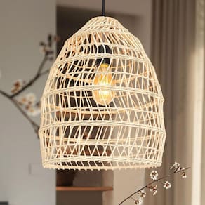 4 Pendente Rattan Em Fibra Natural Boho Varanda Cesto E27