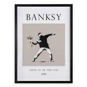 Quadro Banksy Love Is In The Air 33X24Cm - Com Vidro