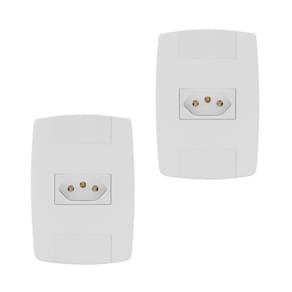 Kit 2 Tomada Elétrica Branca 2P+T 10A 250V Placa Espelho 4X2