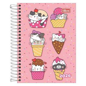 Agenda Diária 2026 Espiral M3 Spice Gatos Sorvetes Tilibra