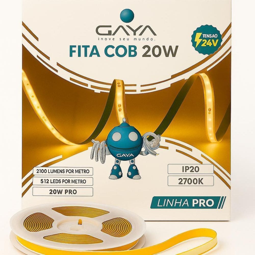Fita Cob 20W/Mt 24V 2700K Bq 5M Ip20 Linha Pro-Gaya-Gy1451