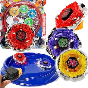 Kit 4 Beyblade Metal Fusion Led Tornado Arena 2 Lançadores