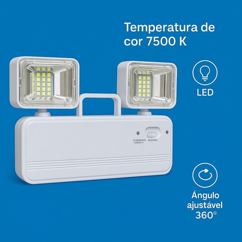 Luminária De Emergência Luz 7500K Para Prédios Comércio
