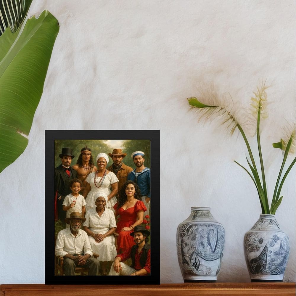 Quadro Entidades Da Umbanda Juntas 45X34Cm - Com Vidro