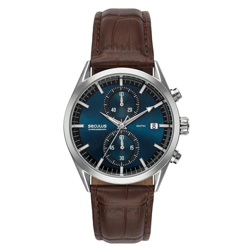 Relógio Seculus Masculino Cronógrafo Couro 77307G0Svnc1