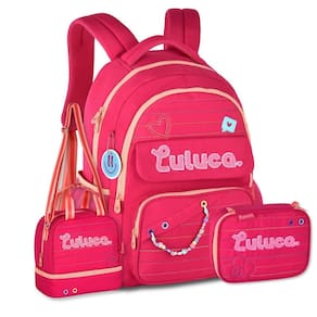 Kit Luluca Mochila Costas Com Lancheira E Estojo Box Escolar