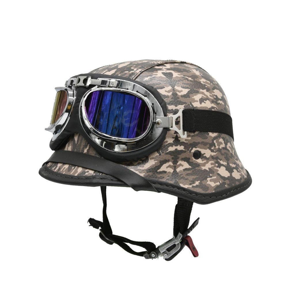 Capacete Bike/Scooter Alemão Camuflado Marrom Azul Gg