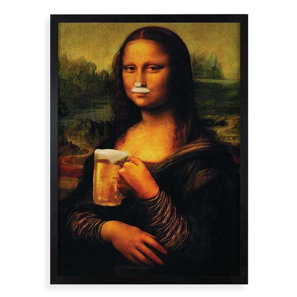 Quadro Monalisa Com Cerveja - Monabeer 33X24Cm