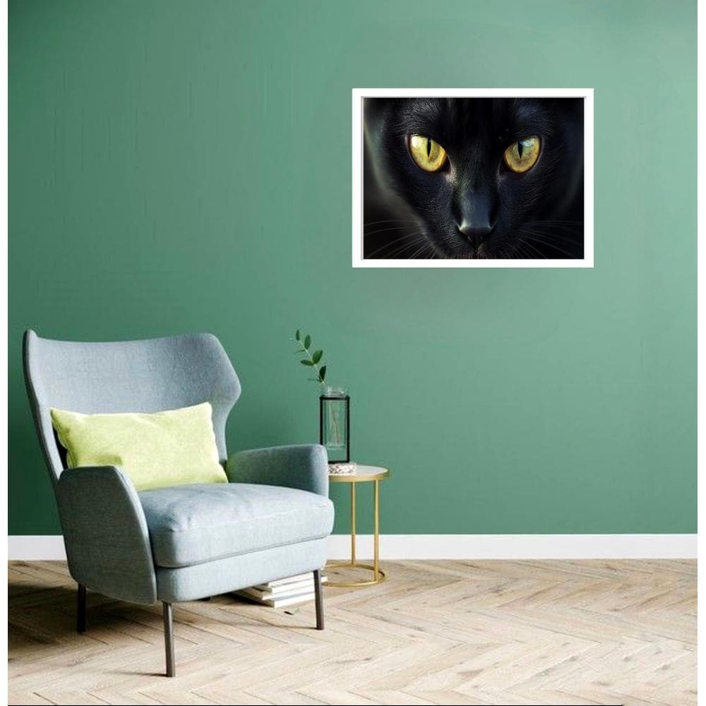 Quadro Decorativo Gato Preto Olhos - 50X70Cm