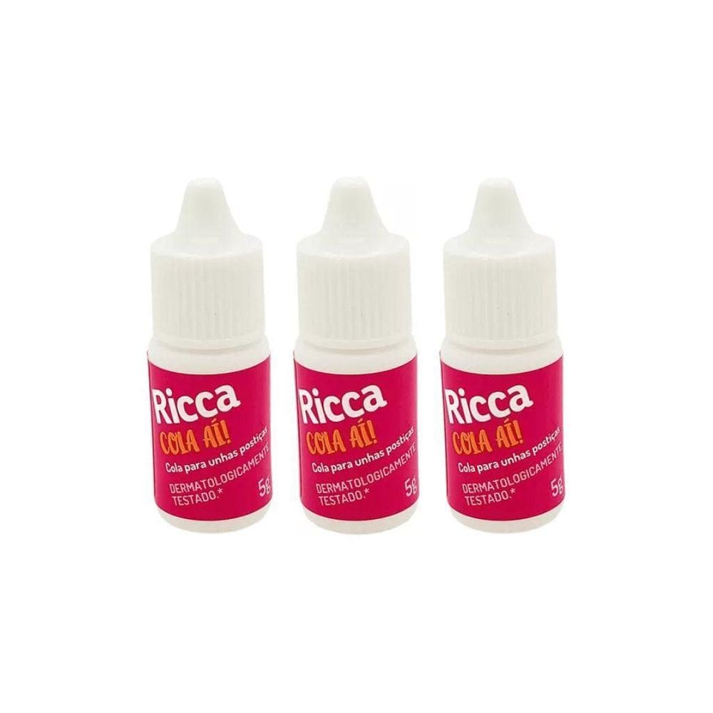 Cola Para Unhas Postiças Ricca 5G 1342 - Kit Com 3Un