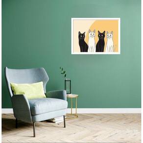 Quadro Decorativo Gatos Fundo Pastel - 50X70Cm