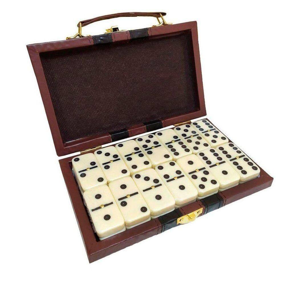 Jogo Dominó Colecionável Profissional De Osso 28 Peças Retro