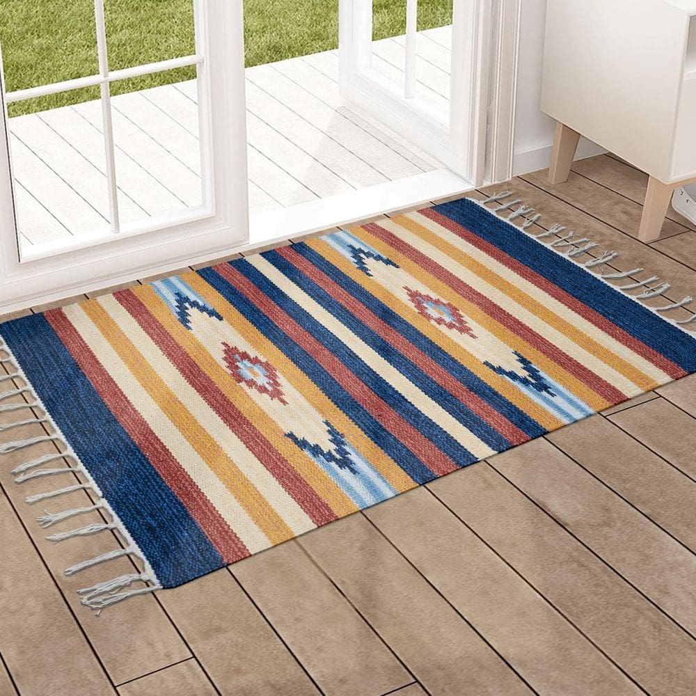 1 Tapete Capacho Kilim India 100% Algodão 50X70 M01