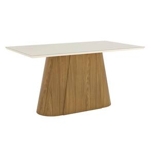 Mesa de Jantar Olivia 160 cm Canto Reto com Vidro Nature Off White – Henn
