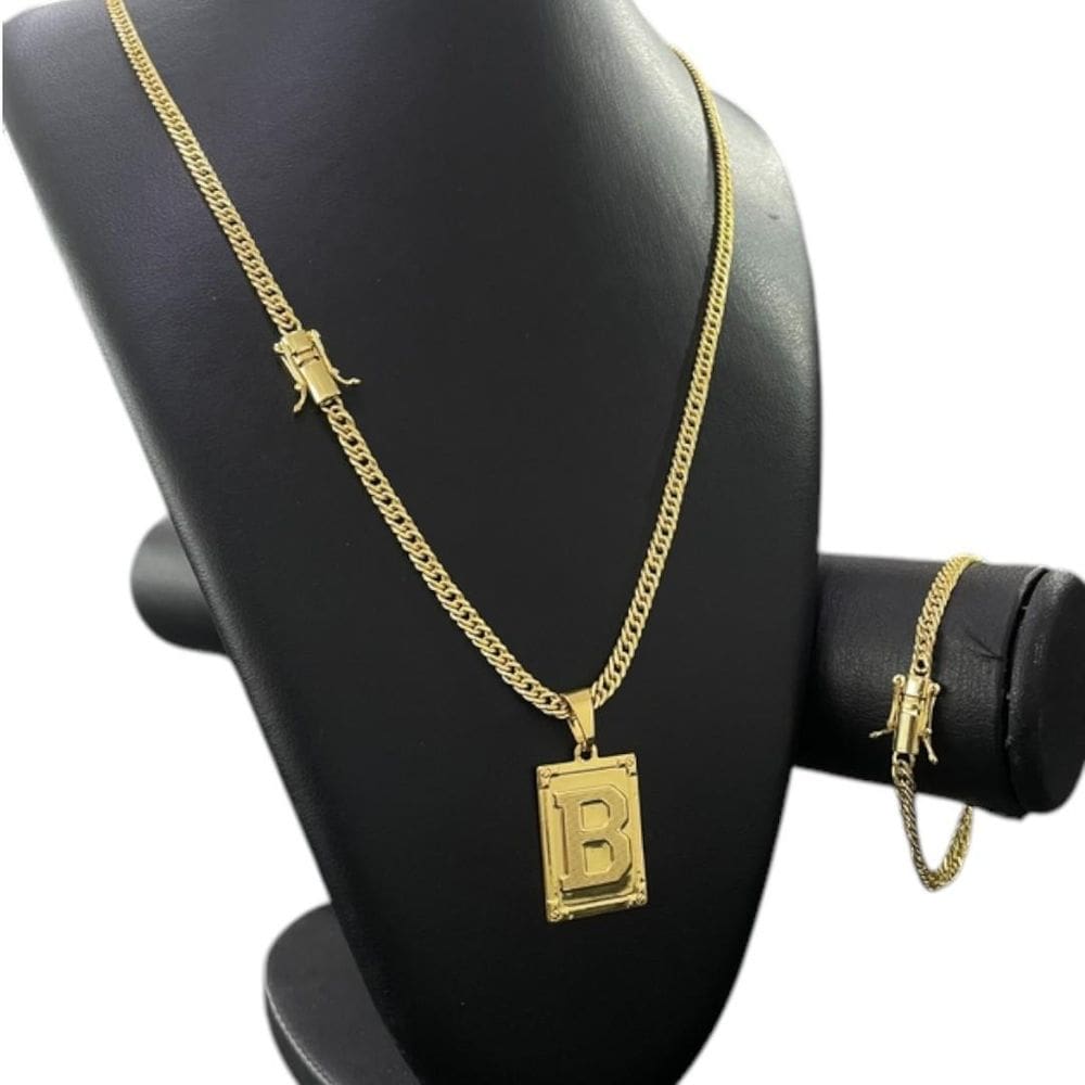 Kit Grumet 6Mm + Pingente Letra Banhado A Ouro 18K