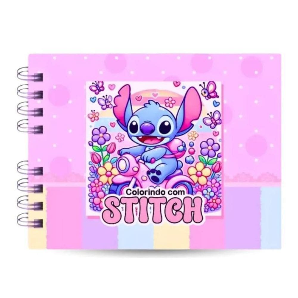 Livro De Colorir Stitch Capa Dura 50 Folhas 180G Rosa Menina