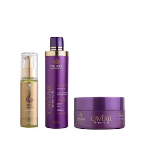 Kit Shampoo E Máscara Caviar 300Ml + Oil Repair Dyusar 60Ml