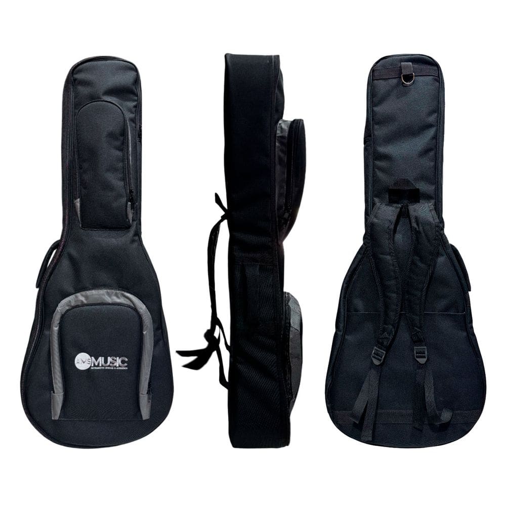 SEMI CASE RÍGIDO P/ VIOLÃO FOLK PRETO "AMS"