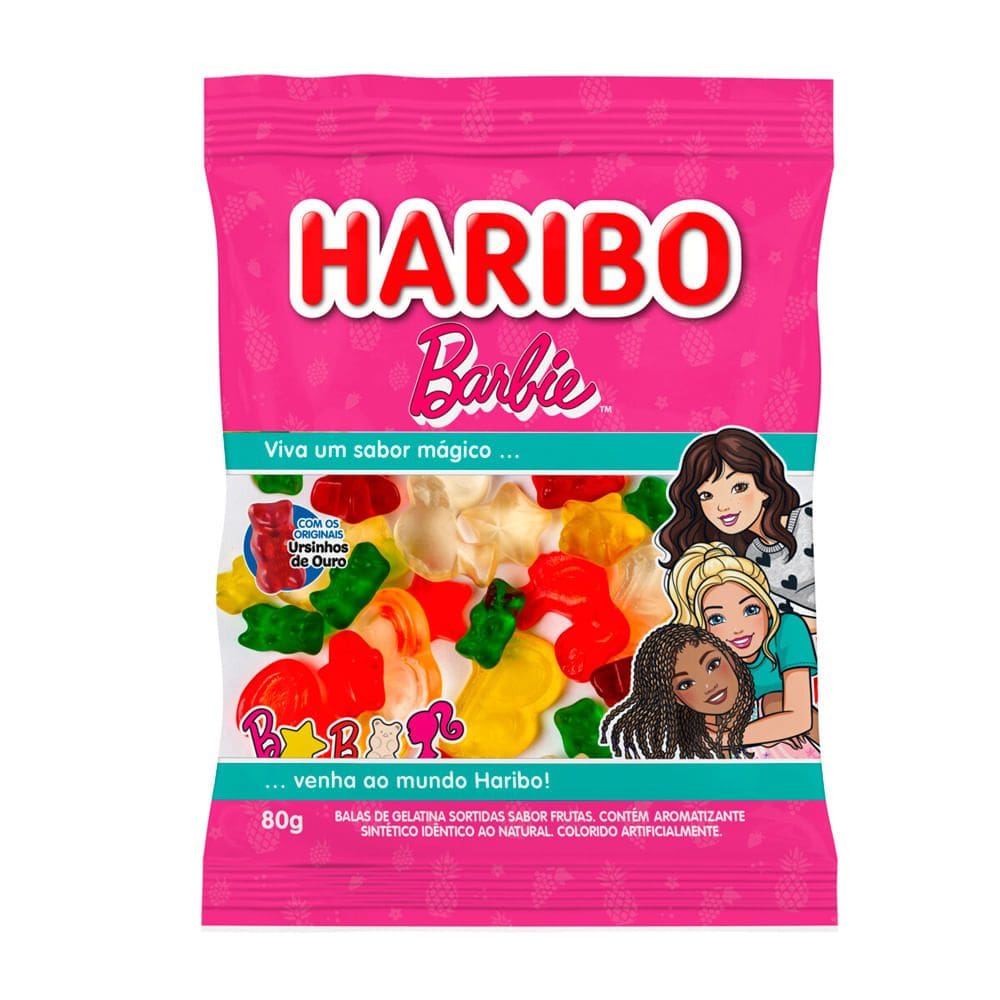 Balas de Gelatina Haribo Barbie com Ursinhos de Ouro 80g