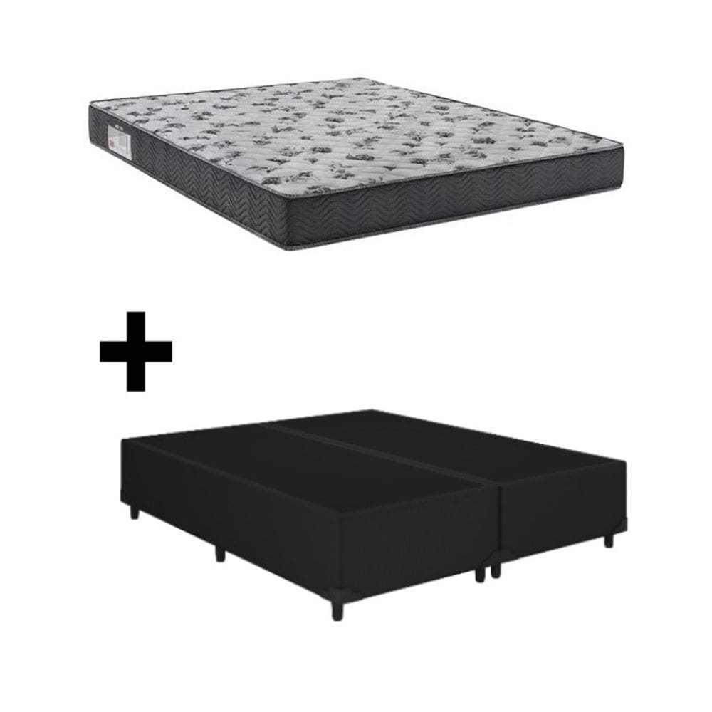 Cama Base Box Queen Bipartido Preto Colchão ISO 100 D33 - Ortobom