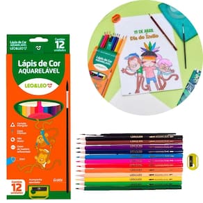 Lápis De Cor 12 Cores Aquarelável Com Pincel E Apontador