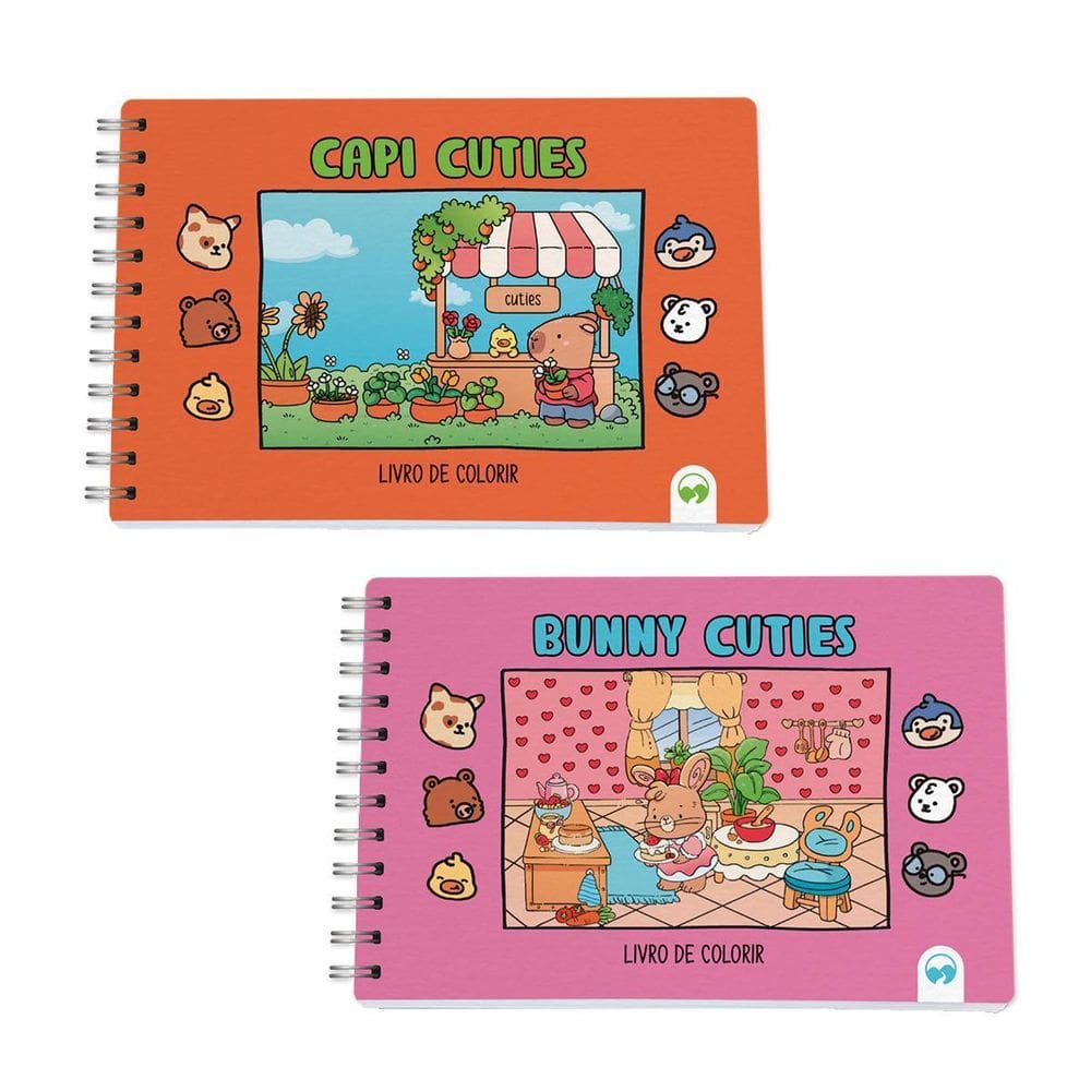 Kit 2 Livro De Colorir Cuties 128 Páginas Capi E Bunny