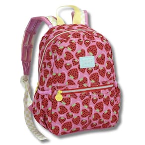 Mochila Costas Rosa Frutas Infantil Escolar Creche Morango