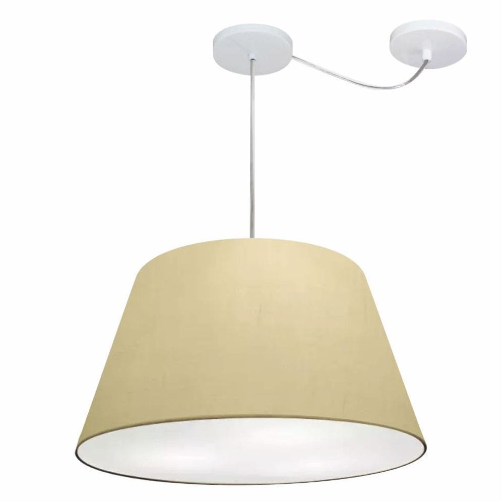 Lustre Pendente Cone Com Desvio de Centro Vivare Md-4278 Cúpula em Tecido 35x50cm - Bivolt