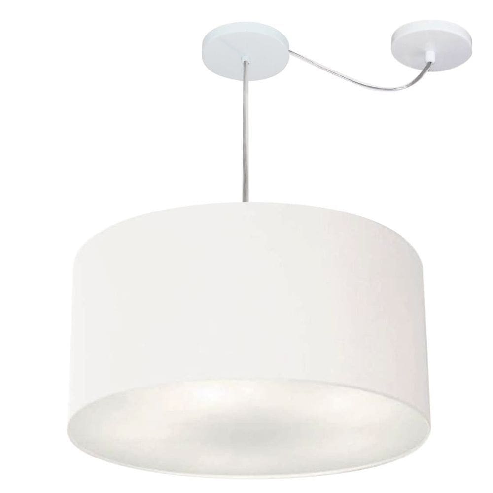 Lustre Pendente Cilíndrico Com Desvio de Centro Vivare Md-4261 Cúpula em Tecido 50x30cm - Bivolt