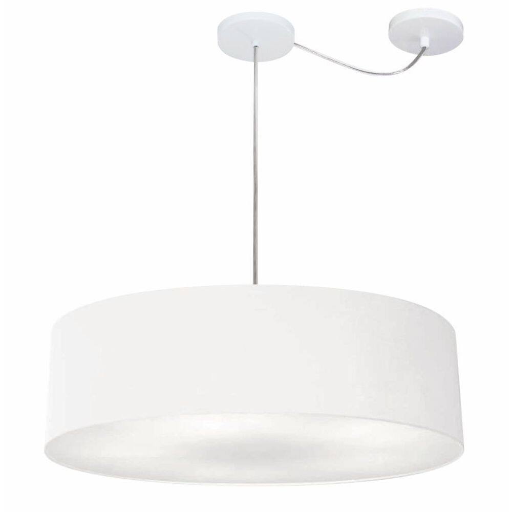 Lustre Pendente Cilíndrico Com Desvio de Centro Vivare Md-4265 Cúpula em Tecido 60x15cm - Bivolt