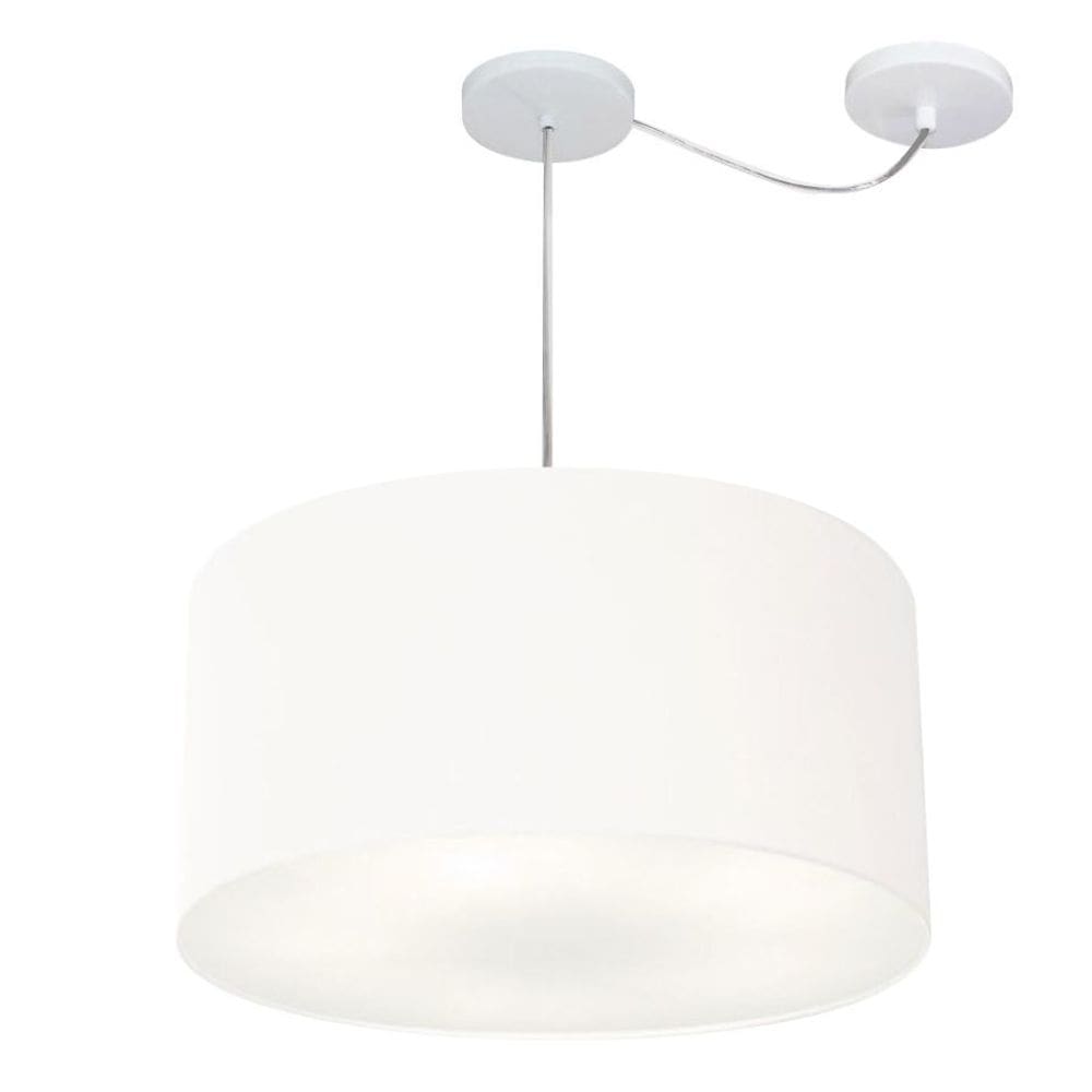 Lustre Pendente Cilíndrico Com Desvio de Centro Vivare Md-4238 Cúpula em Tecido 45x25cm - Bivolt