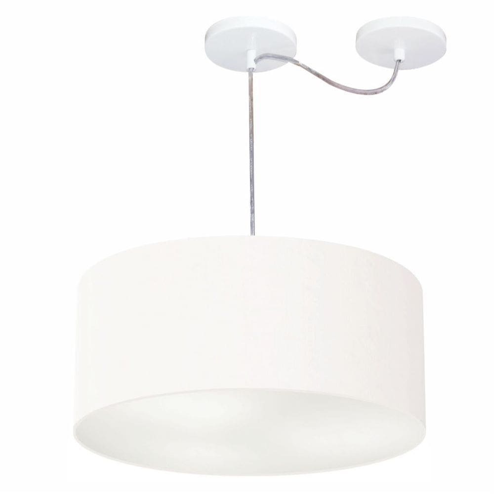 Lustre Pendente Cilíndrico Com Desvio de Centro Vivare Md-4147 Cúpula em Tecido 50x25cm - Bivolt