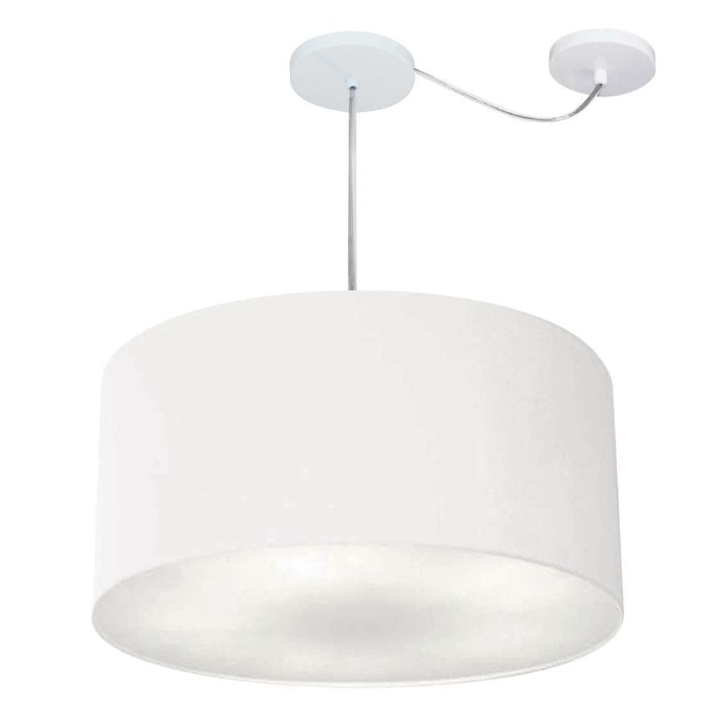 Lustre Pendente Cilíndrico Com Desvio de Centro Vivare Md-4264 Cúpula em Tecido 55x30cm - Bivolt
