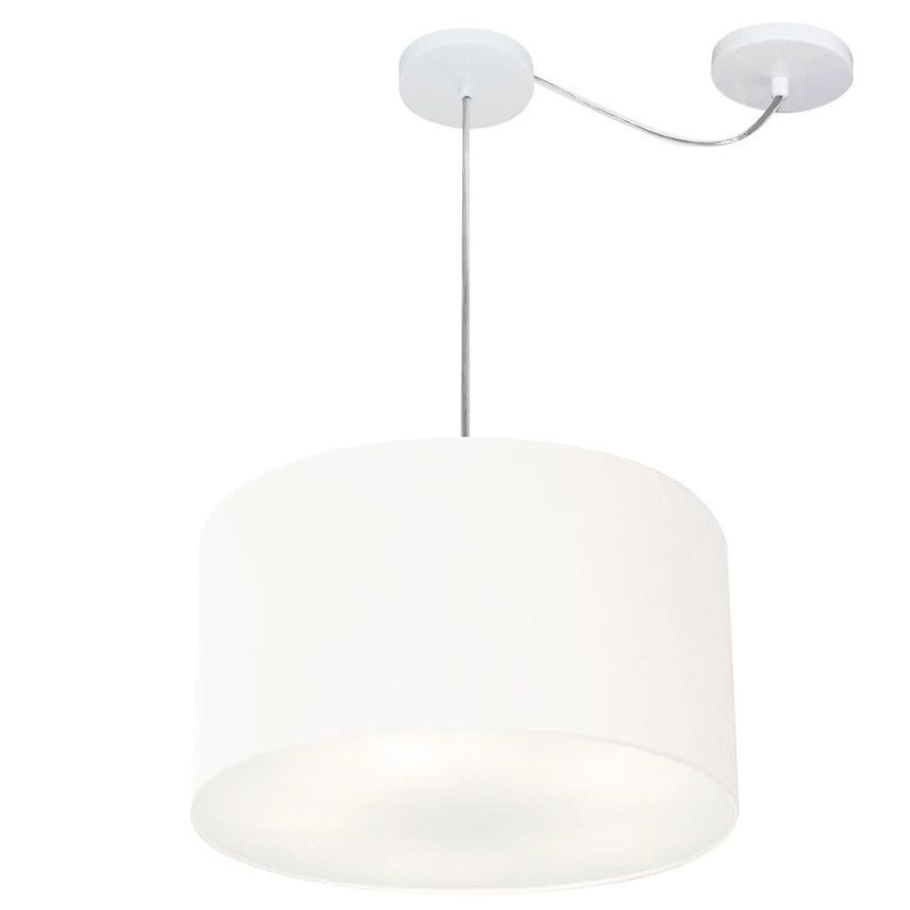 Lustre Pendente Cilíndrico Com Desvio de Centro Vivare Md-4166 Cúpula em Tecido 40x25cm - Bivolt