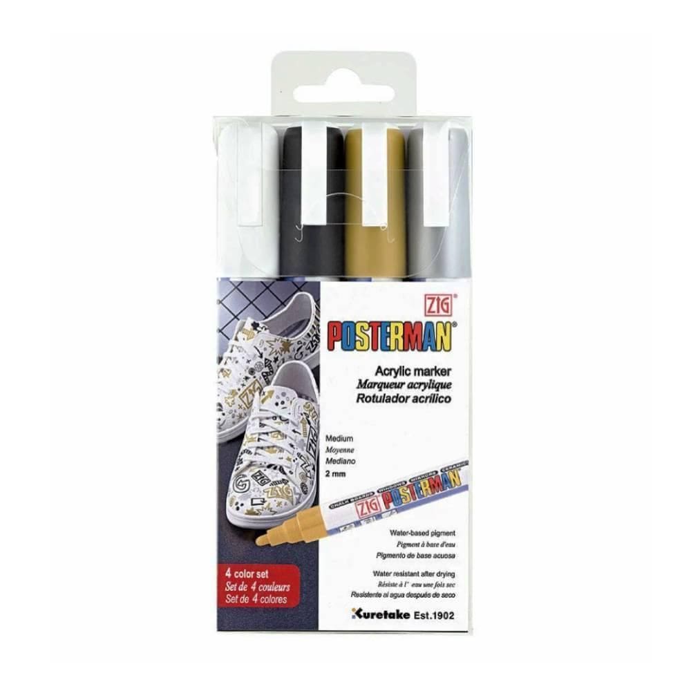 Marcador Ponta Fina Zig Posterman Metálicas Pma-30 4 Cores