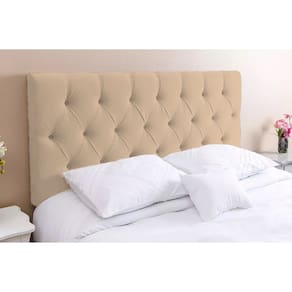 Cabeceira Solteirão 110 - Bello Box - Estilo Capitonê Suede Bege Sem Strass